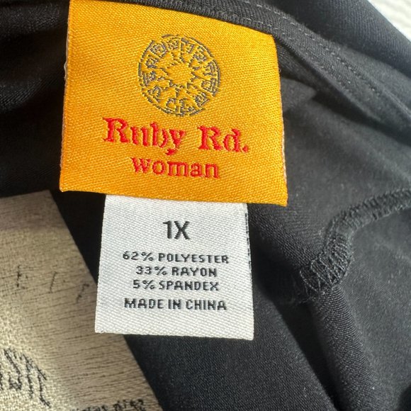 Ruby Rd. black knit top with gold embellished neck and center front tunic 1X - Picture 6 of 6